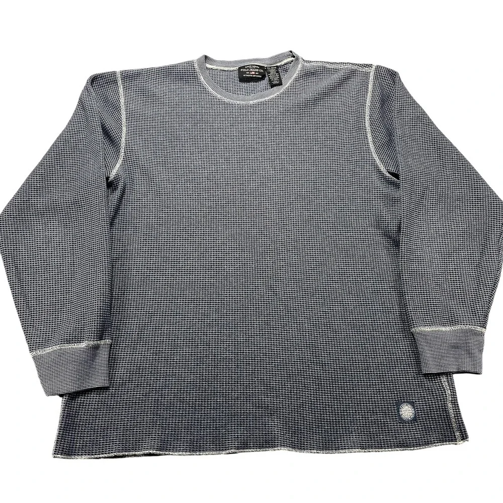 Polo Jeans Co Ralph Lauren Thermal Shirt Mens 2XL Blue Waffle Knit Long Slv VTG